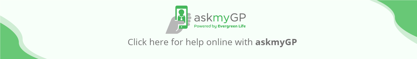 askmyGP banner. Click here for help online with askmyGP